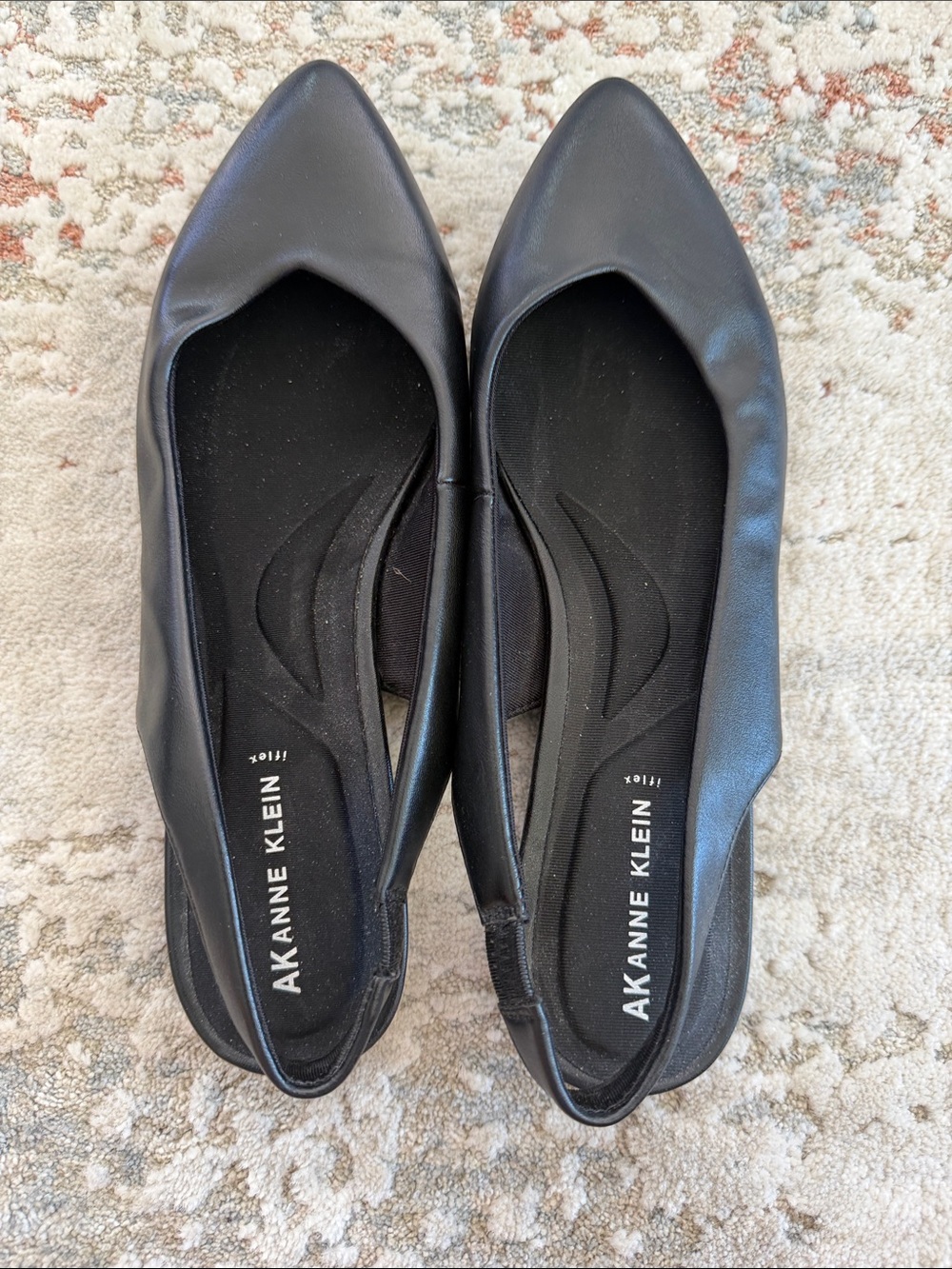 Anne Klein Black Pointed Toe Slip-On Ballet Flats